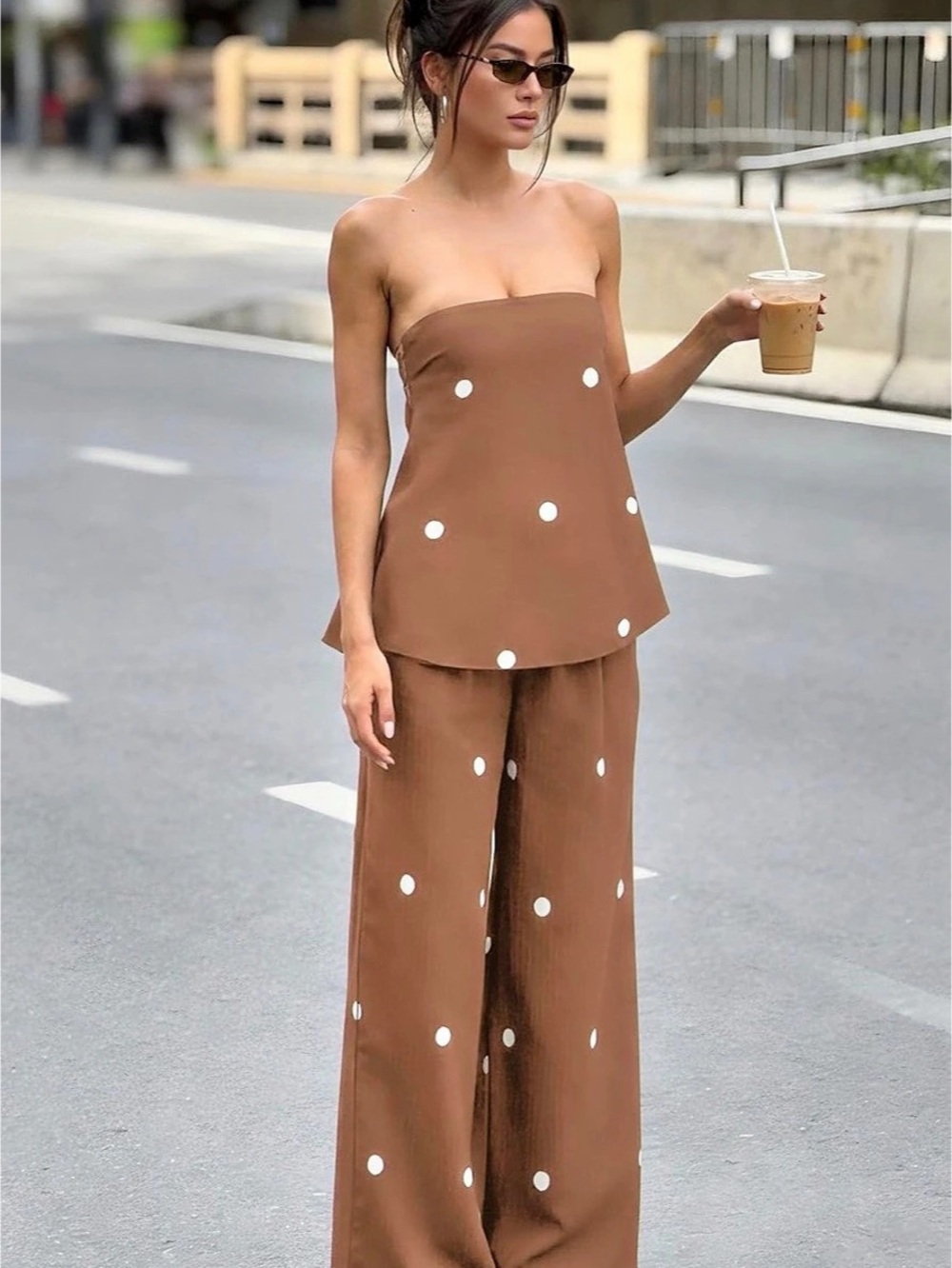 Petal & Pup Brielle Polka Dot Strapless Top & Pants Set